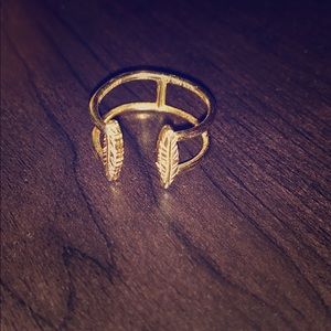 Alex and Ani 14K gold feather adjustable ring.